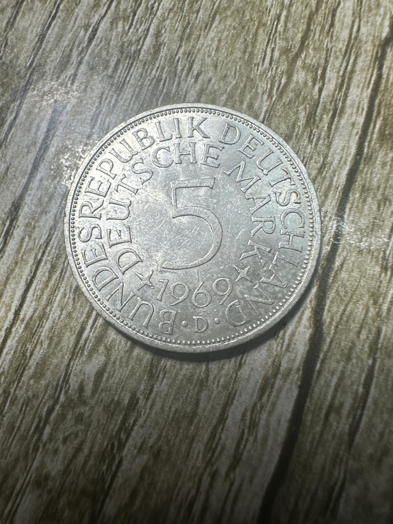 章，世界钱币 德国1969年5马克银币