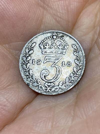 2025年第七十九场(总第一百零五场）外国好品散币(免佣金) - 英国🇬🇧1918年3便士银币(乔治五世第一版，925高银)