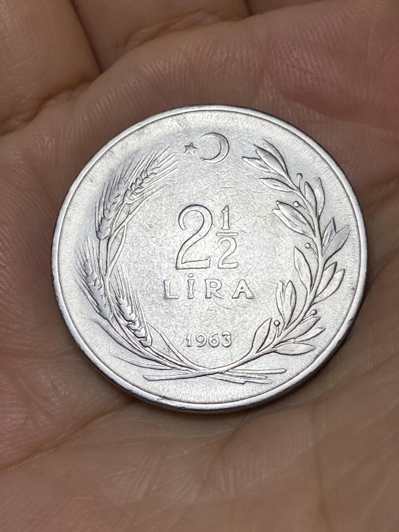 2025年第七十九场(总第一百零五场）外国好品散币(免佣金) 土耳其🇹🇷1963年2.5里拉(第一版，12克版)