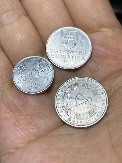 2025年第七十九场(总第一百零五场）外国好品散币(免佣金) 3枚：斯洛伐克🇸🇰1993年20赫勒、1994年10赫勒，德国🇩🇪1967年10芬尼
