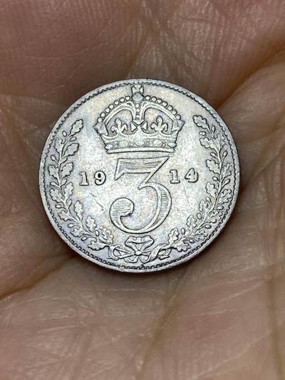 2025年第七十九场(总第一百零五场）外国好品散币(免佣金) - 英国🇬🇧1914年3便士银币(乔治五世第一版，925高银)