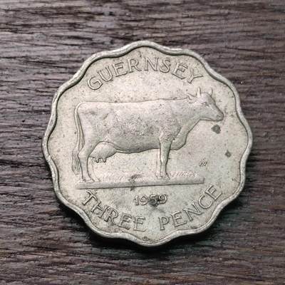 【铜匠收藏】★第126场★散币场，无佣金，30包邮。不满30元，支付5元运费。《接受代拍 代送NGC评级》 - 英属根西岛 1959年 3便士 牛