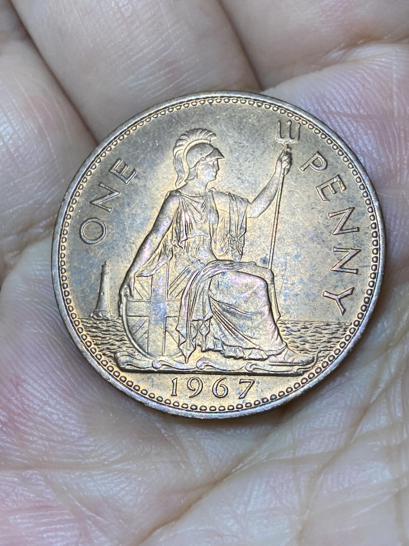 2025年第七十九场(总第一百零五场）外国好品散币(免佣金) 原光好品–英国🇬🇧1967年1便士(伊丽莎白二世青年桂冠第二版，普制币关门年)