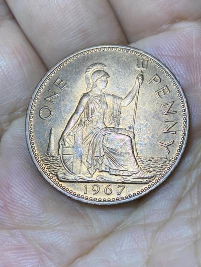 2025年第七十九场(总第一百零五场）外国好品散币(免佣金) 原光好品–英国🇬🇧1967年1便士(伊丽莎白二世青年桂冠第二版，普制币关门年)