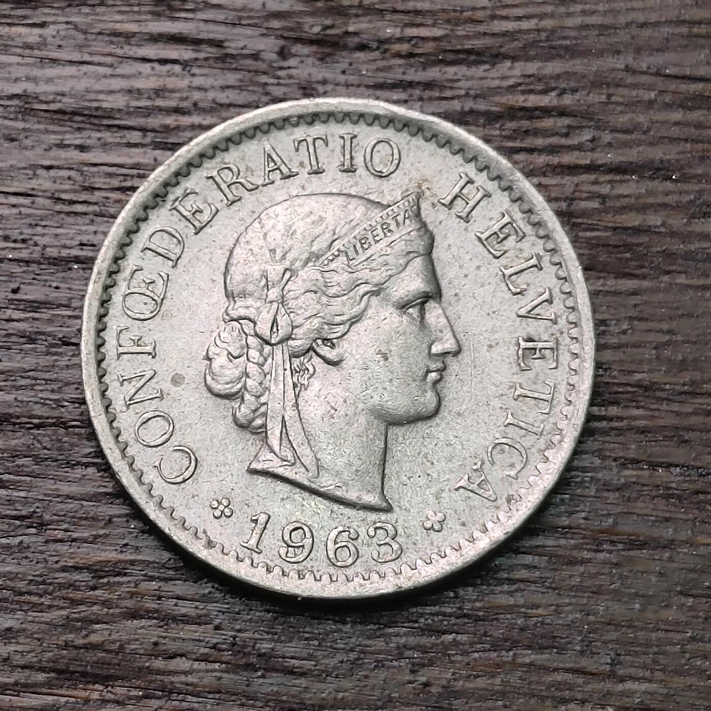 【铜匠收藏】★第126场★散币场，无佣金，30包邮。不满30元，支付5元运费。《接受代拍 代送NGC评级》 1963年 瑞士 2生丁