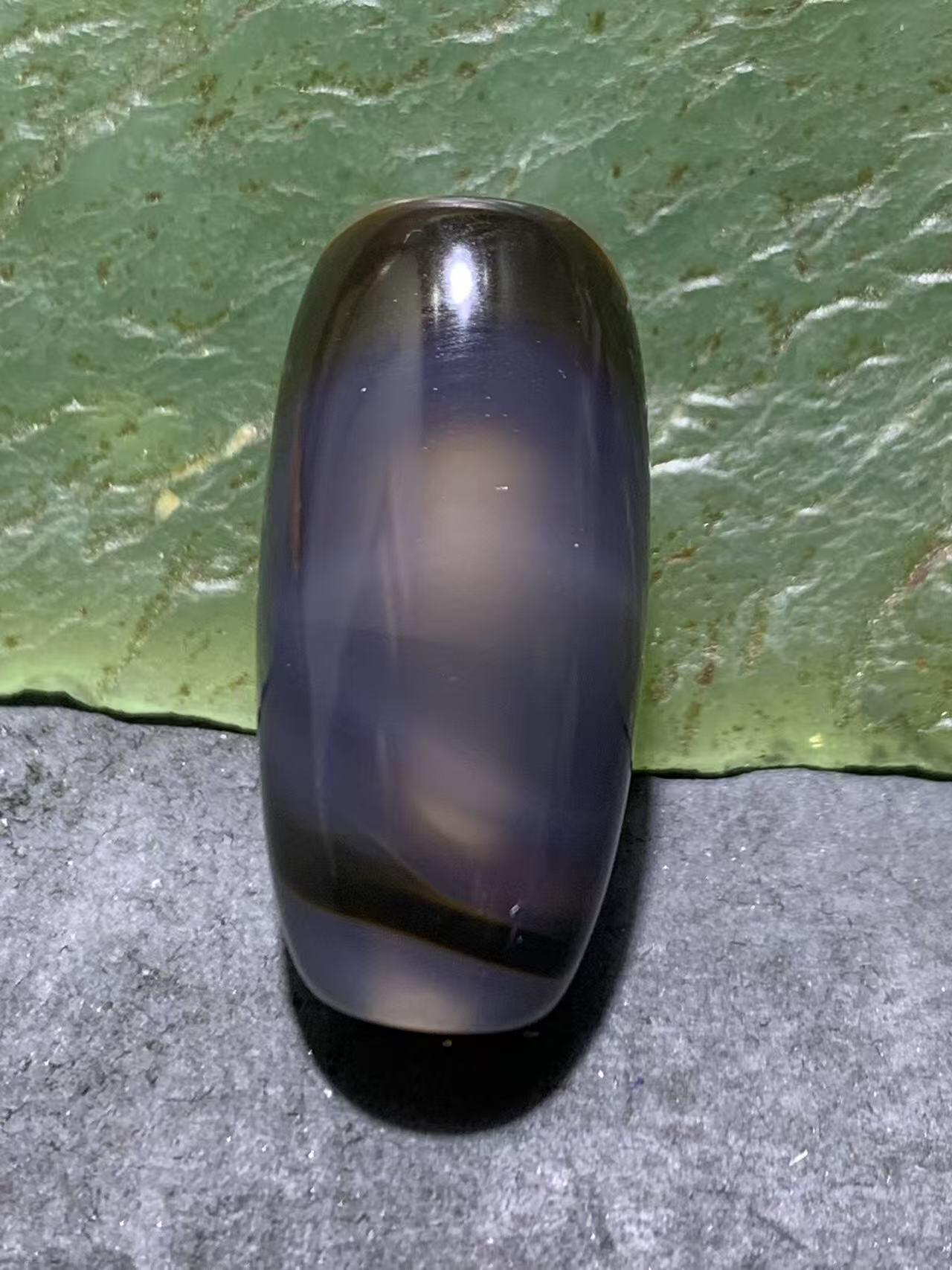 精美高玉化冻料8字天眼纹巴西玛瑙随形桶珠一颗