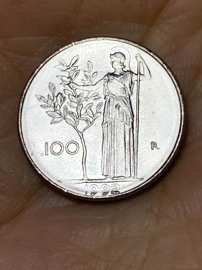 2025年第七十九场(总第一百零五场）外国好品散币(免佣金) - 意大利🇮🇹1992年100里拉(共和国时期第二套，缩小尺寸版，关门年仅发行3年)