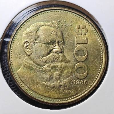KK钱币收藏小铺 第323期 2月预留时间 周末发货 - 1986墨西哥100比索 