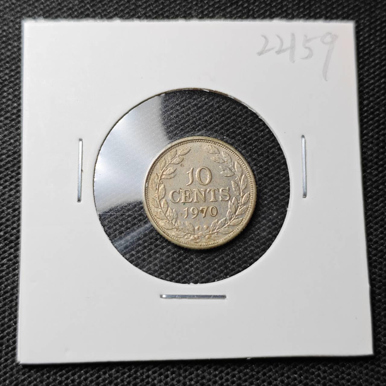 KK钱币收藏小铺 第322期 2月预留时间 周末发货  1970利比里亚10分