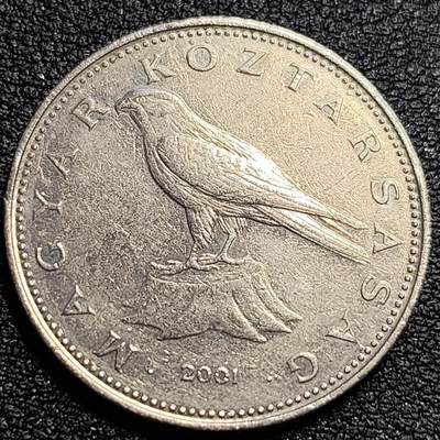 泉币菌-第79场-精品福利场 -  2001年 匈牙利50福林铜镍硬币 猎鹰 27.4mm 7.7g