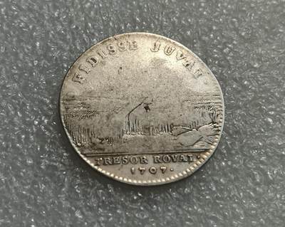 瓶子🏺第203期拍卖会  法国1707年太阳王路易十四Jeton银质代币  背面景观