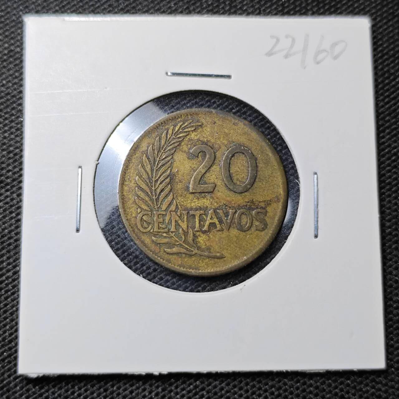 KK钱币收藏小铺 第322期 2月预留时间 周末发货  1957秘鲁20分铜币