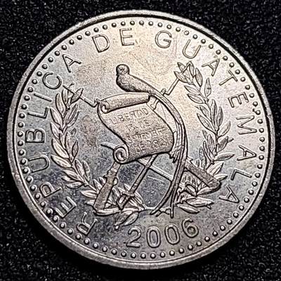 泉币菌-第81场-精品福利场 少见 危地马拉2006年10分镍币  神柱 玛雅文化 21mm 