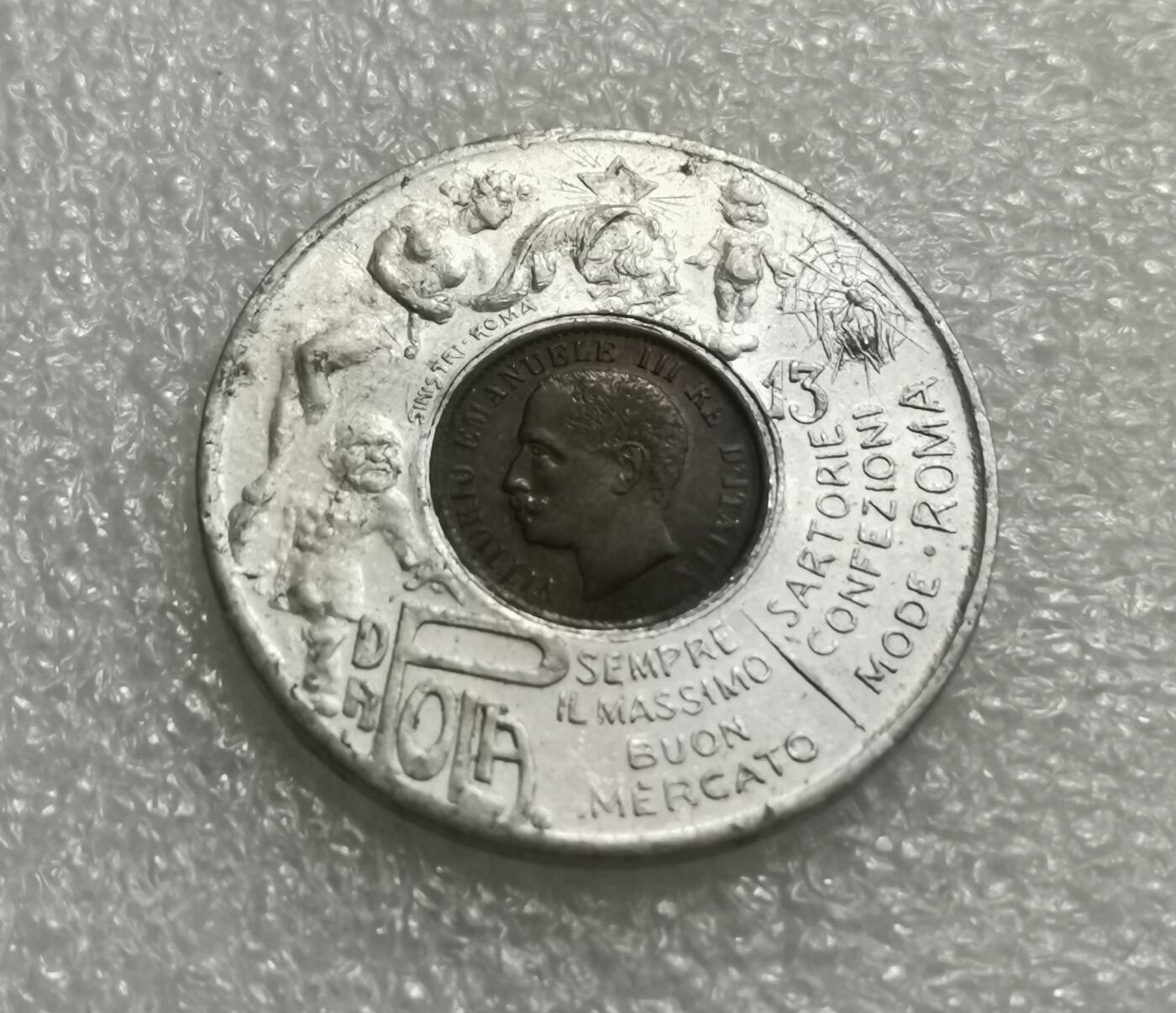 瓶子🏺第203期拍卖会   1905年趣味币  由欧洲钱币协会镶嵌制作的双色趣味币