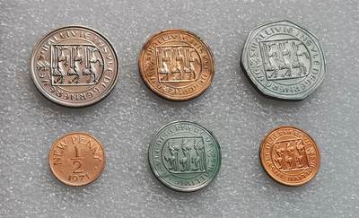 瓶子🏺第203期拍卖会  英属根西岛1971年精制币6枚套  原盒