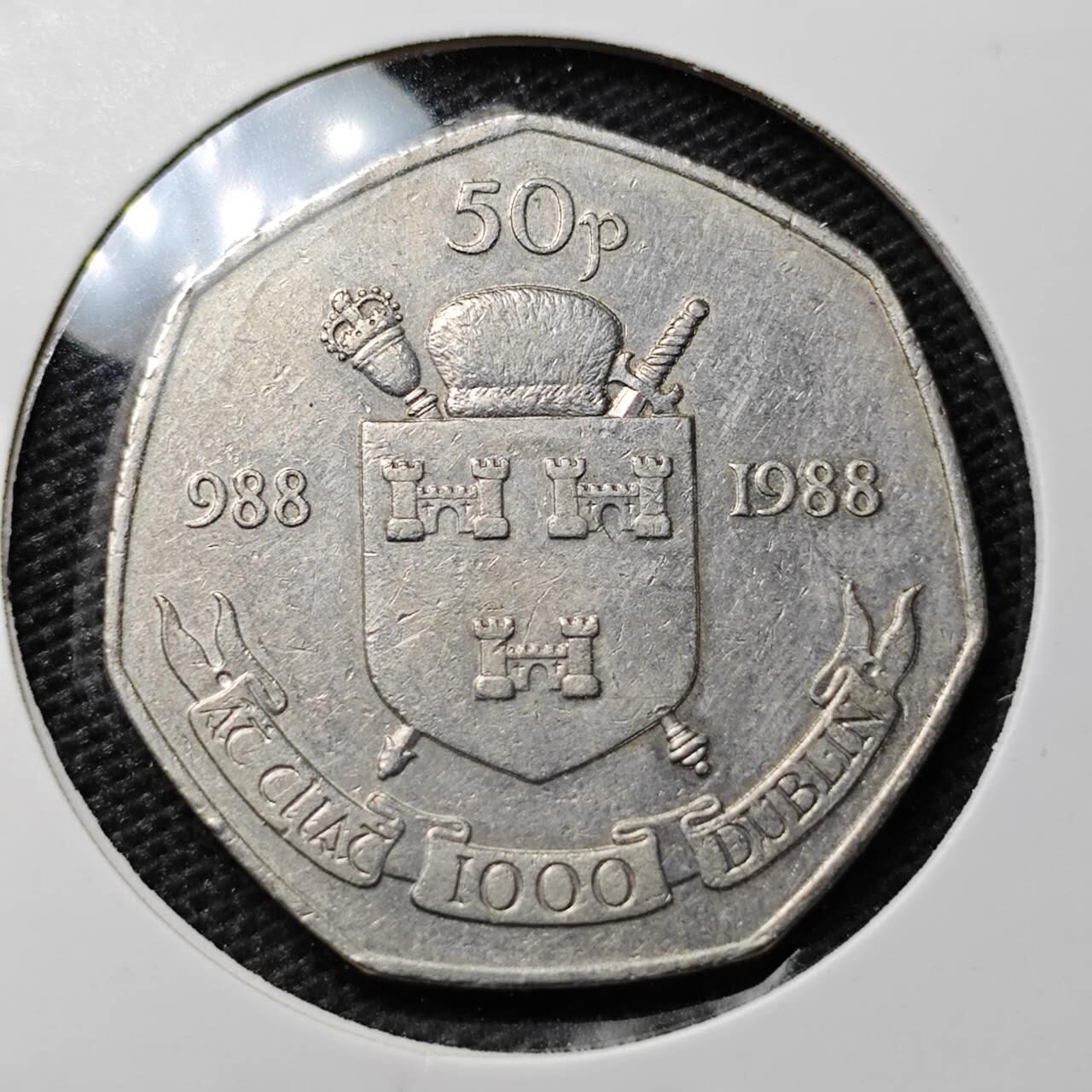 KK钱币收藏小铺 第322期 2月预留时间 周末发货 1988爰尔兰50便士纪念币
