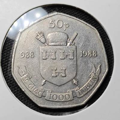 KK钱币收藏小铺 第322期 2月预留时间 周末发货 - 1988爰尔兰50便士纪念币