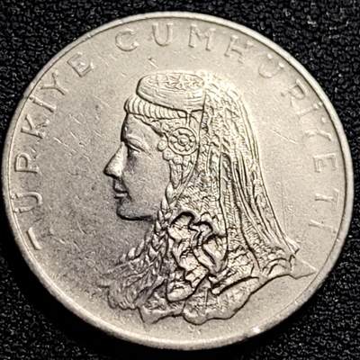 泉币菌-第79场-精品福利场 - 土耳其1972年50库鲁 硬币 新娘头纱少女  24.0毫米6.0克