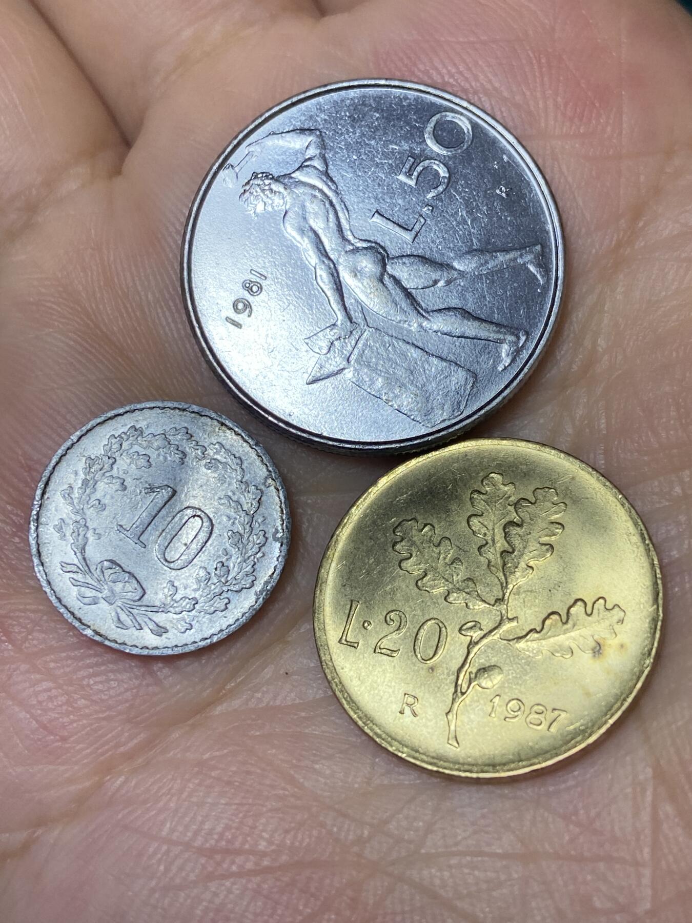 2025年第七十九场(总第一百零五场）外国好品散币(免佣金) 3枚：意大利🇮🇹1981年50里拉，1987年20里拉，10