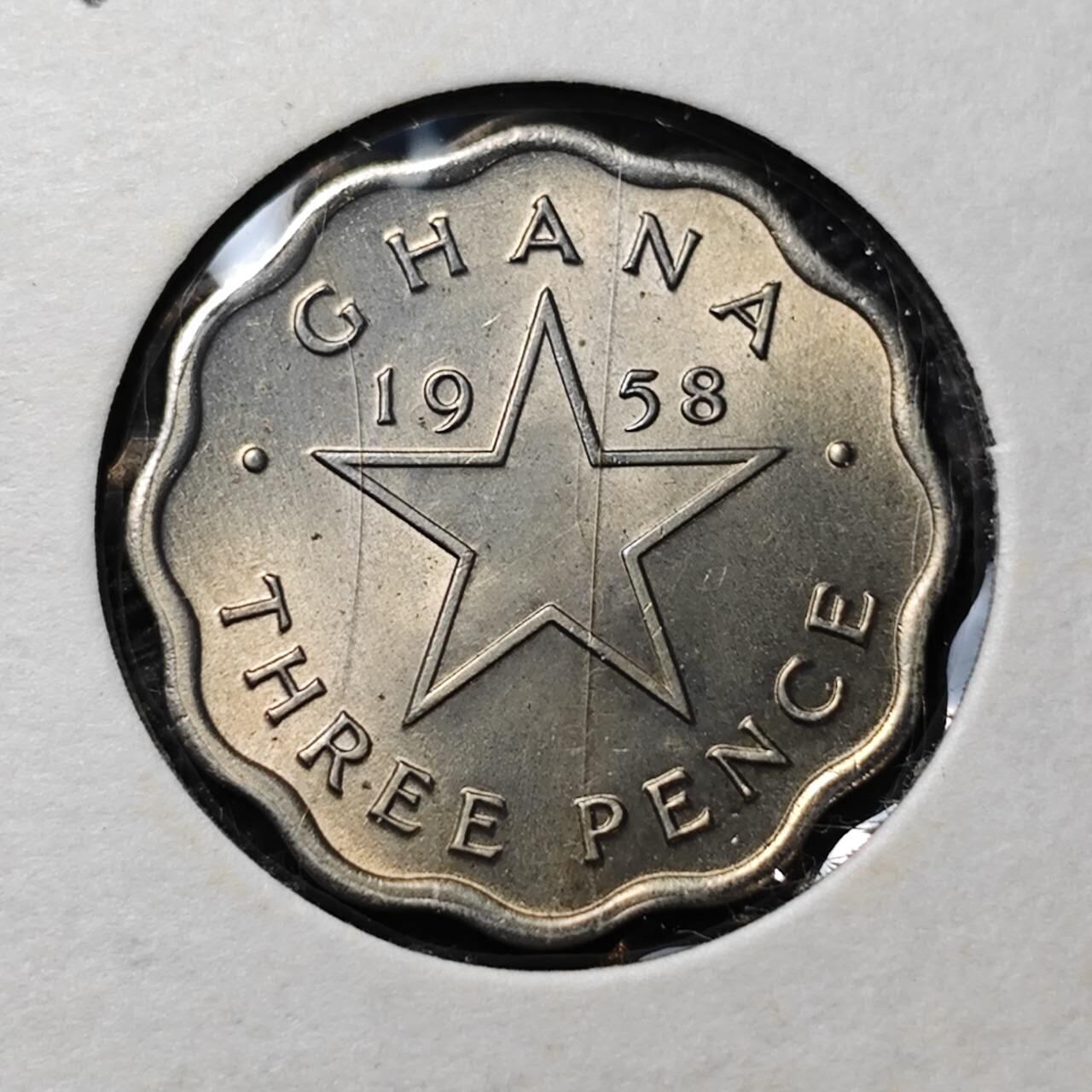 KK钱币收藏小铺 第322期 2月预留时间 周末发货 1958加纳3便士 好品