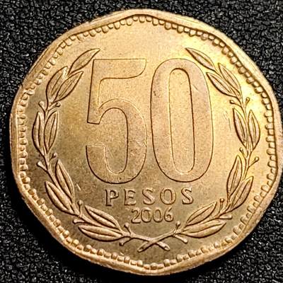 泉币菌-第81场-精品福利场 - 近未流通 原光极美 智利2006年50比索青铜币 独立战争领袖奥希金斯 25.4MM 