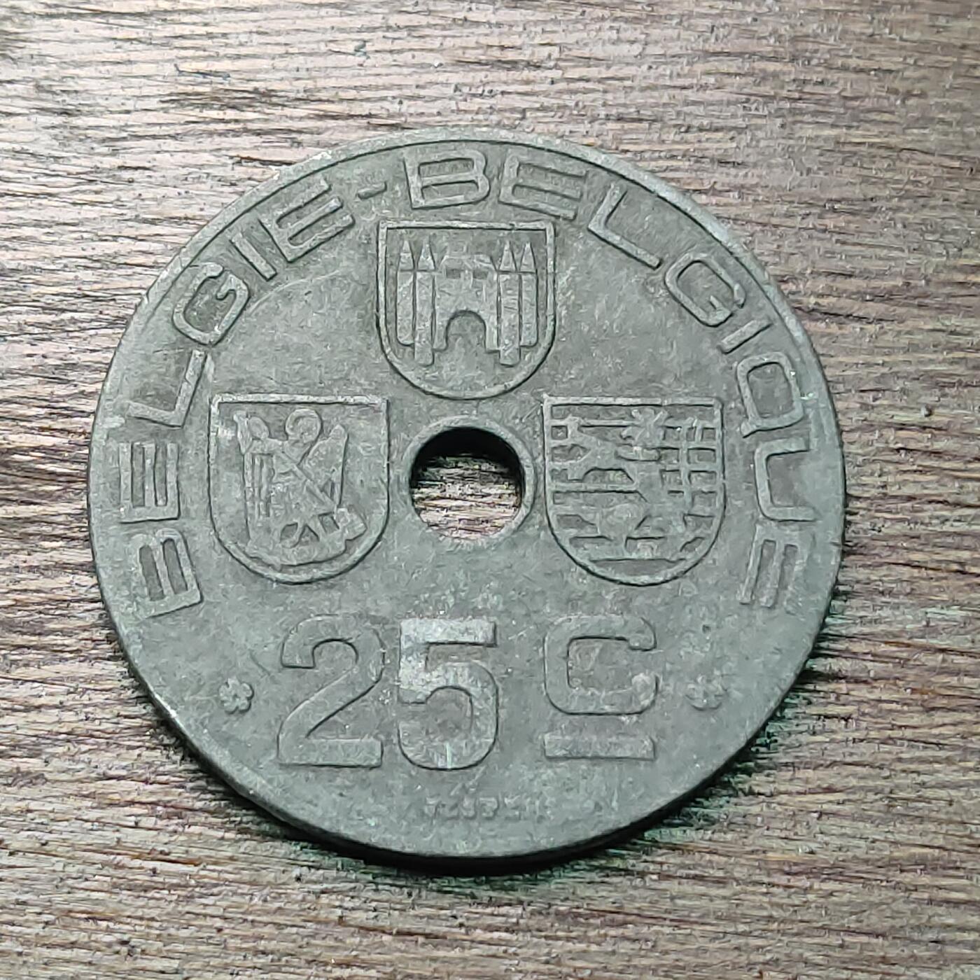 【铜匠收藏】★第127场★散币场，无佣金，30包邮。不满30元，支付5元运费。《接受代拍 代送NGC评级》 比利时 1943年 25分 锌币