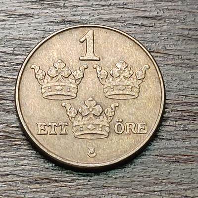 【铜匠收藏】★第127场★散币场，无佣金，30包邮。不满30元，支付5元运费。《接受代拍 代送NGC评级》 - 瑞典 1950年 1欧尔 铜币 古斯塔夫五世