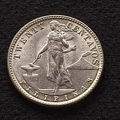 【全场包邮】纯粹捡漏拍451场 - 美属菲律宾1945年好品打铁女神20分银币