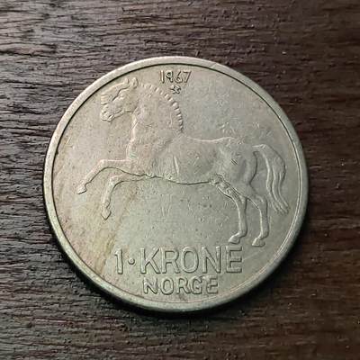 【铜匠收藏】★第127场★散币场，无佣金，30包邮。不满30元，支付5元运费。《接受代拍 代送NGC评级》 - 1967年 挪威 1克朗