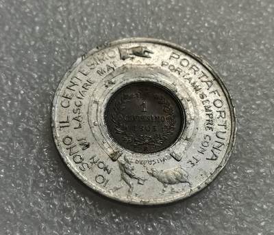 瓶子🏺第203期拍卖会   1905年趣味币  由欧洲钱币协会镶嵌制作的双色趣味币