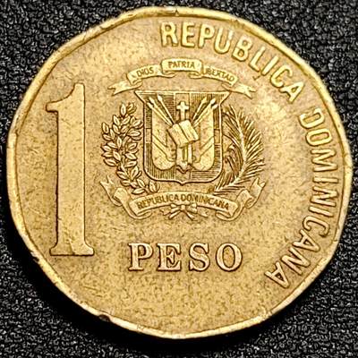 泉币菌-第81场-精品福利场 国父胡安巴勃罗 多米尼加共和国 千禧年 1比索黄铜硬币 25毫米6.49克