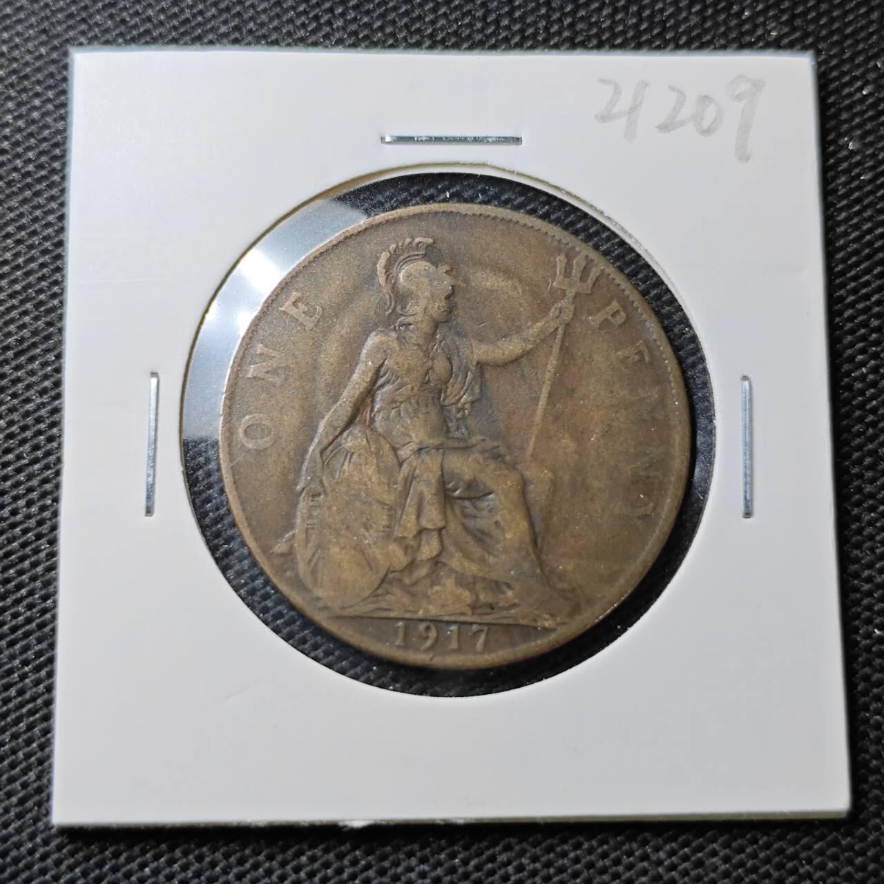 KK钱币收藏小铺 第321期 2月预留时间 周末发货  1917英国1便士铜币