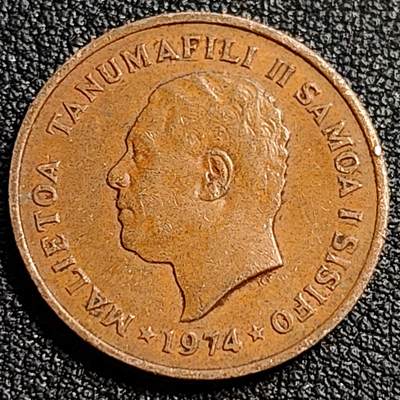 泉币菌-第81场-精品福利场 少见品种 1974年 萨摩亚 2分 青铜币 21mm