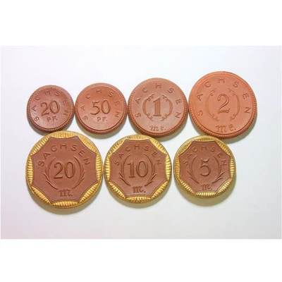 【原盒】7枚全套 德国德紧萨克森1921年著名陶币（镶金边3枚） 带原盒 - 【原盒】7枚全套 德国德紧萨克森1921年著名陶币（镶金边3枚） 带原盒