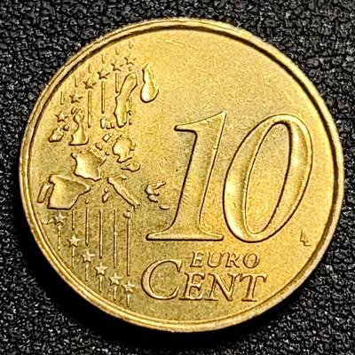 泉币菌-第81场-精品福利场 原铜光 欧元 法国1999年10欧分铜币 玛丽安娜 欧盟地图 19.75MM