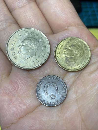 2025年第七十九场(总第一百零五场）外国好品散币(免佣金) 土耳其🇹🇷3枚#1990年1000里拉，1991年100里拉，1964年5库鲁斯