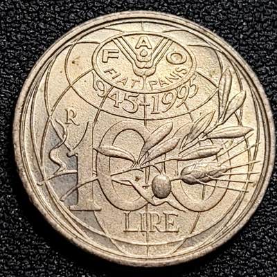 泉币菌-第79场-精品福利场 - FAO联合国粮农组织成立50周年 意大利1995年100里拉銅镍硬币 22mm4.5g
