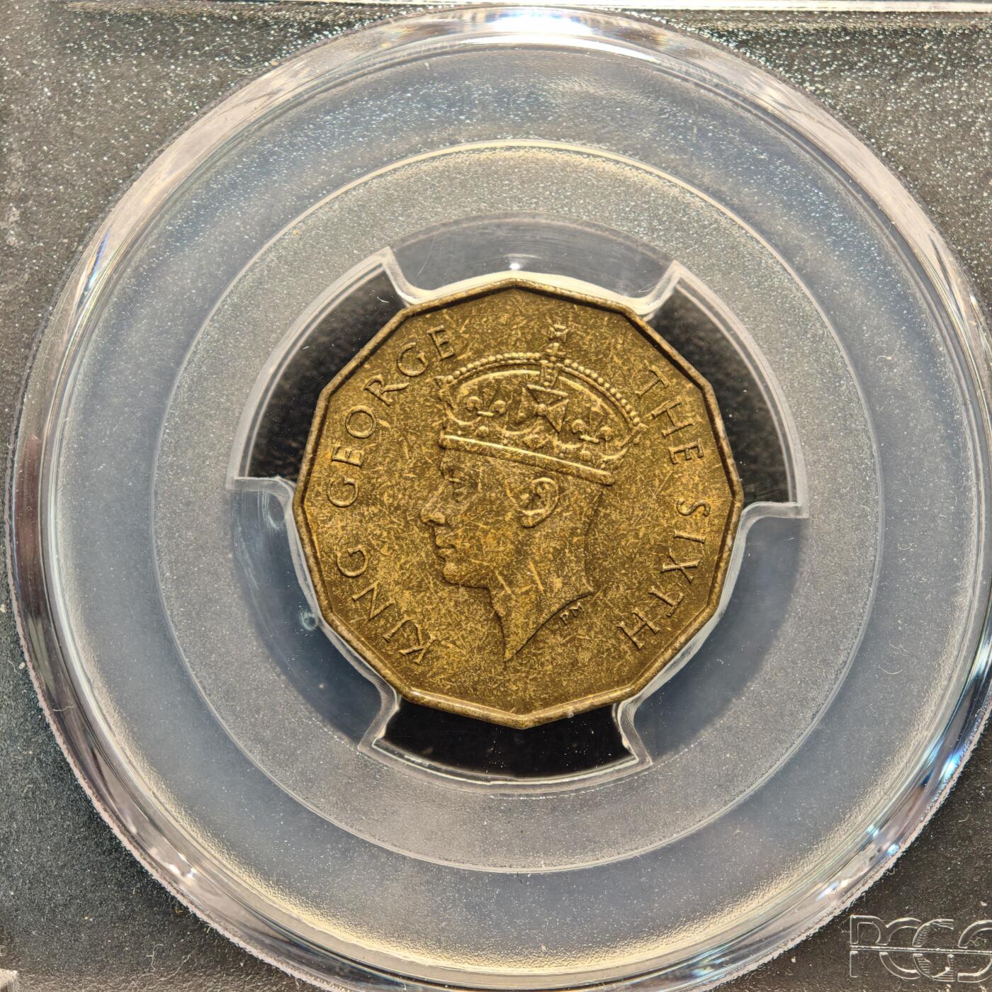 【德藏】世界币章拍卖第141期（拍品征集中~欢迎藏友联系） 1950年 斐济乔治六世3便士铜币 PCGS MS63