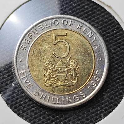 KK钱币收藏小铺 第321期 2月预留时间 周末发货 -  肯尼亚5先令双色币