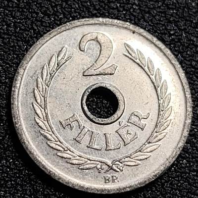 泉币菌-第79场-精品福利场 - 近未流通 匈牙利1963年2菲勒 中孔铝币 18mm 