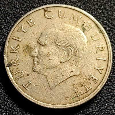 泉币菌-第81场-精品福利场 加厚字边 1996年土耳其星月币10万里拉 黄铜币 玫瑰23.5×2.5mm