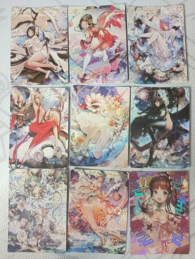 花开卡拍第34期（8月17号周日截拍，品控勿拍!!!拍品不寄存，运费5元，自制卡难免瑕疵，可能存在轻微撞角爆边等出厂瑕疵，品控介意勿拍！） - 姬闪卡命运之子DC 妹卡9张，精扣彩闪