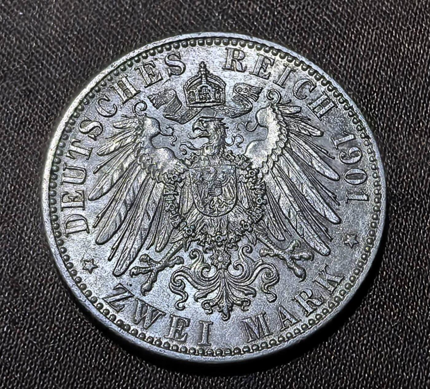 北京马甸外国币专卖第143期，外国币专场，陆续上拍，欢迎关注 好品 1901年德国普鲁士建国200周年2马克银币 