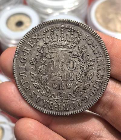 南宋泉阁俄币 外币 国币 专场第十六期【送拍无额外佣金】 - 葡属巴西 1819年 960瑞尔打制大银币 复打在卡洛斯三世双柱银币上 老包浆原味好品
