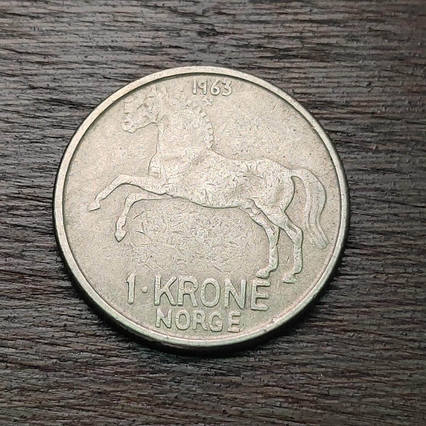 【铜匠收藏】★第127场★散币场，无佣金，30包邮。不满30元，支付5元运费。《接受代拍 代送NGC评级》 1963年 挪威 1克朗