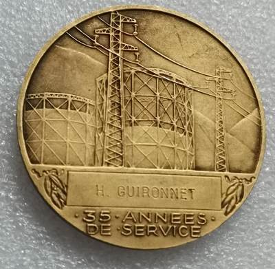 瓶子🏺第203期拍卖会  法国电力公司荣誉员工纪念镀金铜章