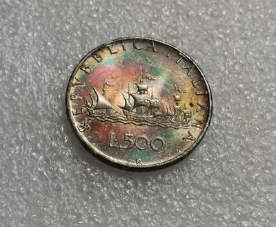 瓶子🏺第203期拍卖会  卷首五彩  意大利1967年帆船美女500里拉银币