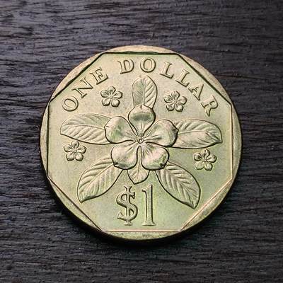 【铜匠收藏】★第127场★散币场，无佣金，30包邮。不满30元，支付5元运费。《接受代拍 代送NGC评级》 - 新加坡 1997年 1元 铝青铜币 胡姬花