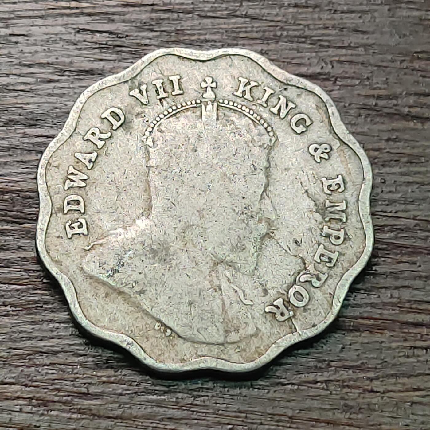 【铜匠收藏】★第127场★散币场，无佣金，30包邮。不满30元，支付5元运费。《接受代拍 代送NGC评级》 英属印度 1910年 1安娜 异型镍币 爱德华七世