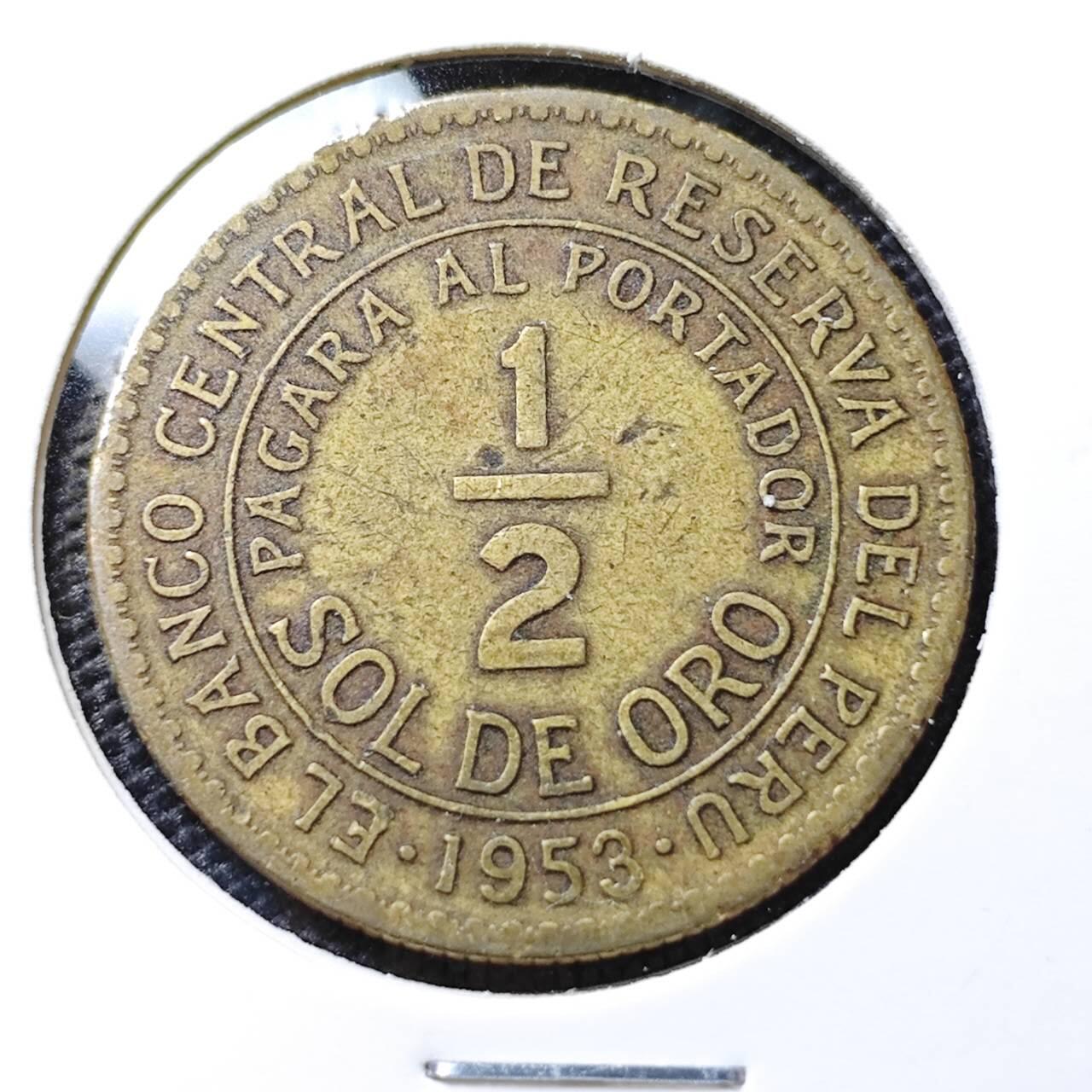 KK钱币收藏小铺 第321期 2月预留时间 周末发货  1953秘鲁1/2索尔铜币